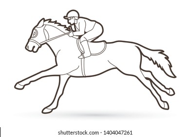 Jockey riding horse cartoon sport graphic vector