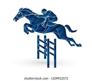 Jockey riding horse, hose racing designed using grunge brush graphic vector.