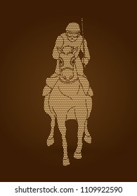 Jockey riding horse, hose racing designed using geometric pattern graphic vector.