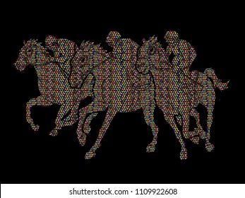 Jockey riding horse, hose racing designed using geometric pattern graphic vector.
