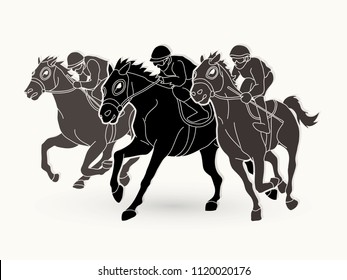 Jockey riding horse, hose racing graphic vector.