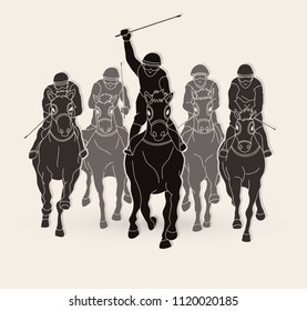 Jockey riding horse, hose racing graphic vector.