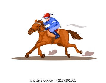 Jockey riding horse in horse race competition sport illustration vector