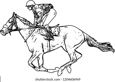 Jockey Riding Race Horse Drawing Vector Stock Vector (Royalty Free ...