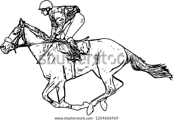 Jockey Riding Race Horse Drawing Vector Stock Vector (Royalty Free ...