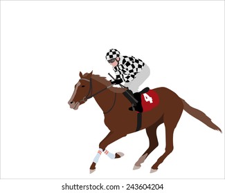 jockey riding race horse illustration 2