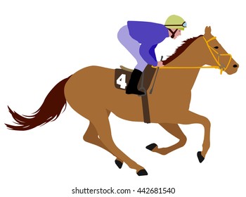 jockey riding race horse illustration 3