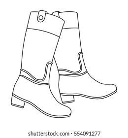 Jockey s high boots icon in outline style isolated on white background. Hippodrome and horse symbol stock vector illustration.