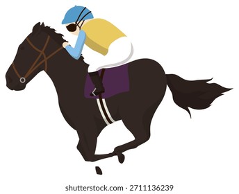 Jockey y pura sangre. Ilustración vectorial