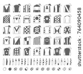 Jockey uniform. Traditional design. Jackets, silks, sleeves and hats. Horse riding. Horse racing. Icons set. Isolated on white. Vector illustration