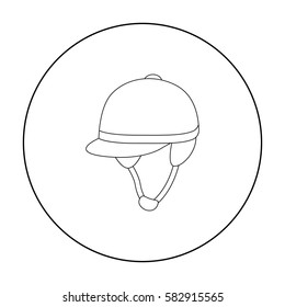 Jockey's helmet icon in outline style isolated on white background. Hippodrome and horse symbol stock vector illustration.