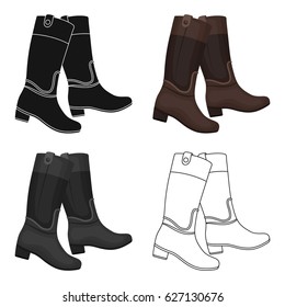 Jockey's high boots icon in cartoon style isolated on white background. Hippodrome and horse symbol stock vector illustration.