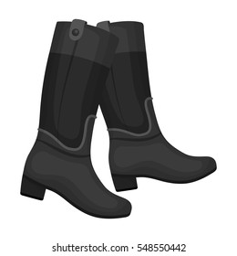 Jockey's high boots icon in monochrome style isolated on white background. Hippodrome and horse symbol stock vector illustration.