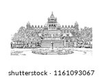 Jodhpur is a city in the Thar Desert of the northwest Indian state of Rajasthan. Its 15th-century Mehrangarh Fort is a former palace that is now a museum. Hand drawn sketch illustration in vector.