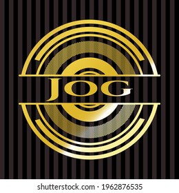 Emblema de oro de Jog o insignia. Ilustración vectorial. Detallado. 