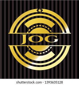 Jog gold shiny badge. Vector Illustration. Detailed.