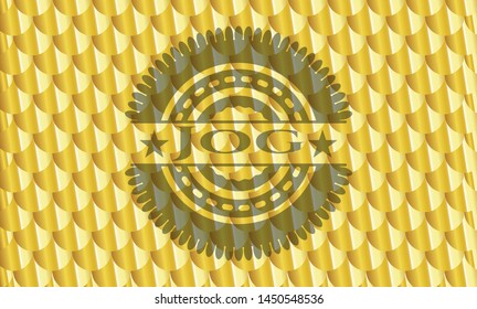 Jog golden badge. Scales pattern. Vector Illustration. Detailed.