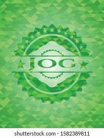 Jog green emblem. Mosaic background. Vector Illustration. Detailed.