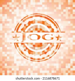 Emblema de mosaico de color naranja Jog con fondo 