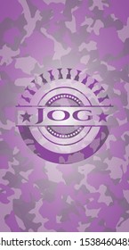 Jog pink camouflaged emblem. Vector Illustration. Detailed.