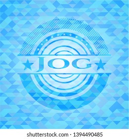 Jog realistic light blue mosaic emblem