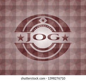 Jog red badge with geometric background. Seamless.