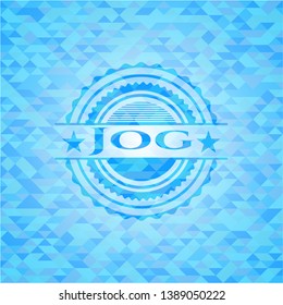 Jog sky blue emblem with mosaic ecological style background