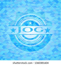 Jog sky blue emblem with triangle mosaic background