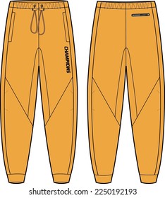 Jogger Bottom Pants Design flache Skizze Vektorgrafik, Track Hots Konzept mit Vorder- und Rückansicht, Sweatpants für Laufen, Joggen, Fitness und aktive Verschleißpants Design.