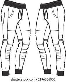 Jogger Fashion Flat Template Vector Sketch