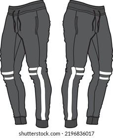 Jogger Fashion Flat Template Vector Sketch