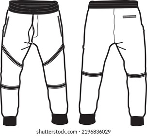 Jogger Fashion Flat Template Vector Sketch