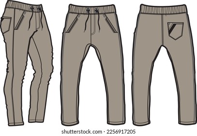 Jogger Fashion Flat Template Vector Sketch