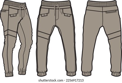 Jogger Fashion Flat Template Vector Sketch