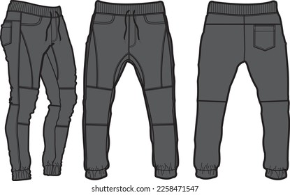 Jogger Fashion Flat Template Vector Sketch