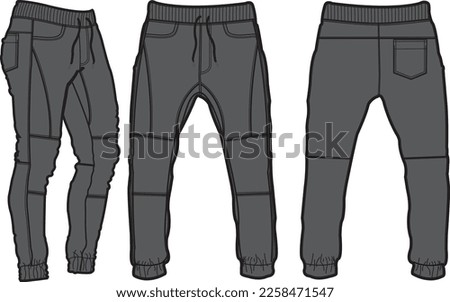 Jogger Fashion Flat Template Vector Sketch