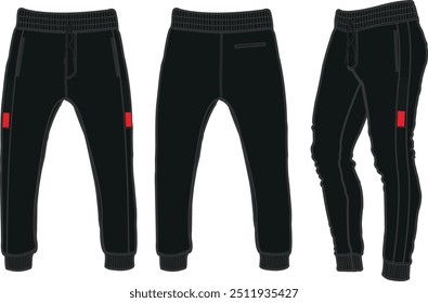 Jogger flat sketch template, Bermuda Shorts Template, Vector Illustration of pant, Men's fashion shorts front and back view