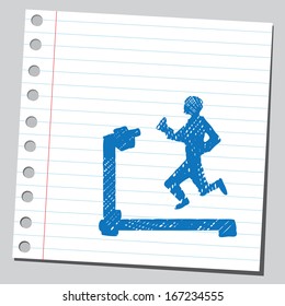 Jogger on treadmill silhouette