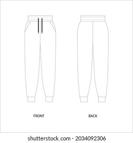 Jogger Pants, Vector. Jogging Pants Template. Fashion Sweatpants Vector Illustration. 
 Trendy Pants Vector.