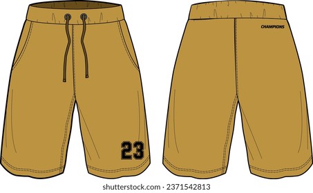 Jogger Shorts jersey design vector template, Baller running shorts concept with front and back view for Basketball, wrestling and tracking active wear shorts design.