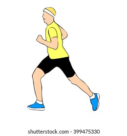 Jogger in silhouette profile. Isolated on white background