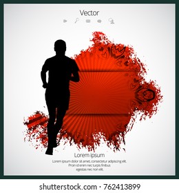 Jogger, sport illustration with abstract background