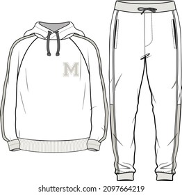 JOGGER AND SWEAT SHIRT SET FOR MEN AND TEEN BOYS 
 FLAT FASHION SKETCH VECTOR