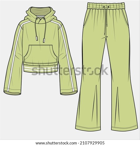 JOGGER AND SWEAT TOP COORDINATE SET FOR WOMEN AND TEEN GIRLS IN EDITABLE VECTOR FILE
