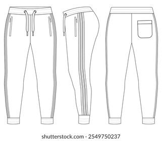 Desenho de ilustração vetorial para calças de mola para corredores