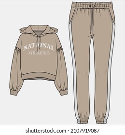 JOGGER AND SWEATTOP COORDINATE SET FOR WOMEN AND TEEN GIRLS IN EDITABLE VECTOR FILE