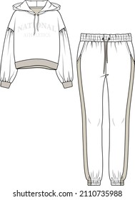 JOGGER AND SWEATTOP SET FOR WOMEN AND TEEN GIRLS FLAT VECTOR SKETCH