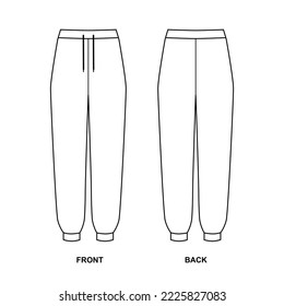 Jogger technical drawing vector. Template for sports pants design