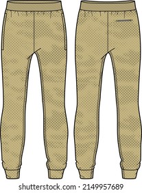 Jogger track bottom Pants design flat sketch vector illustration, Track pants concept with front and back view, Sweatpants for running, jogging, fitness, and active wear pants design.