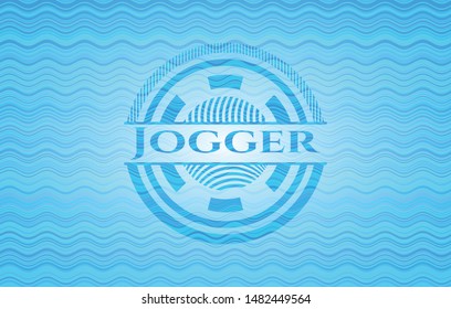 Jogger water wave concept style badge. Vector Illustration. Detailed.